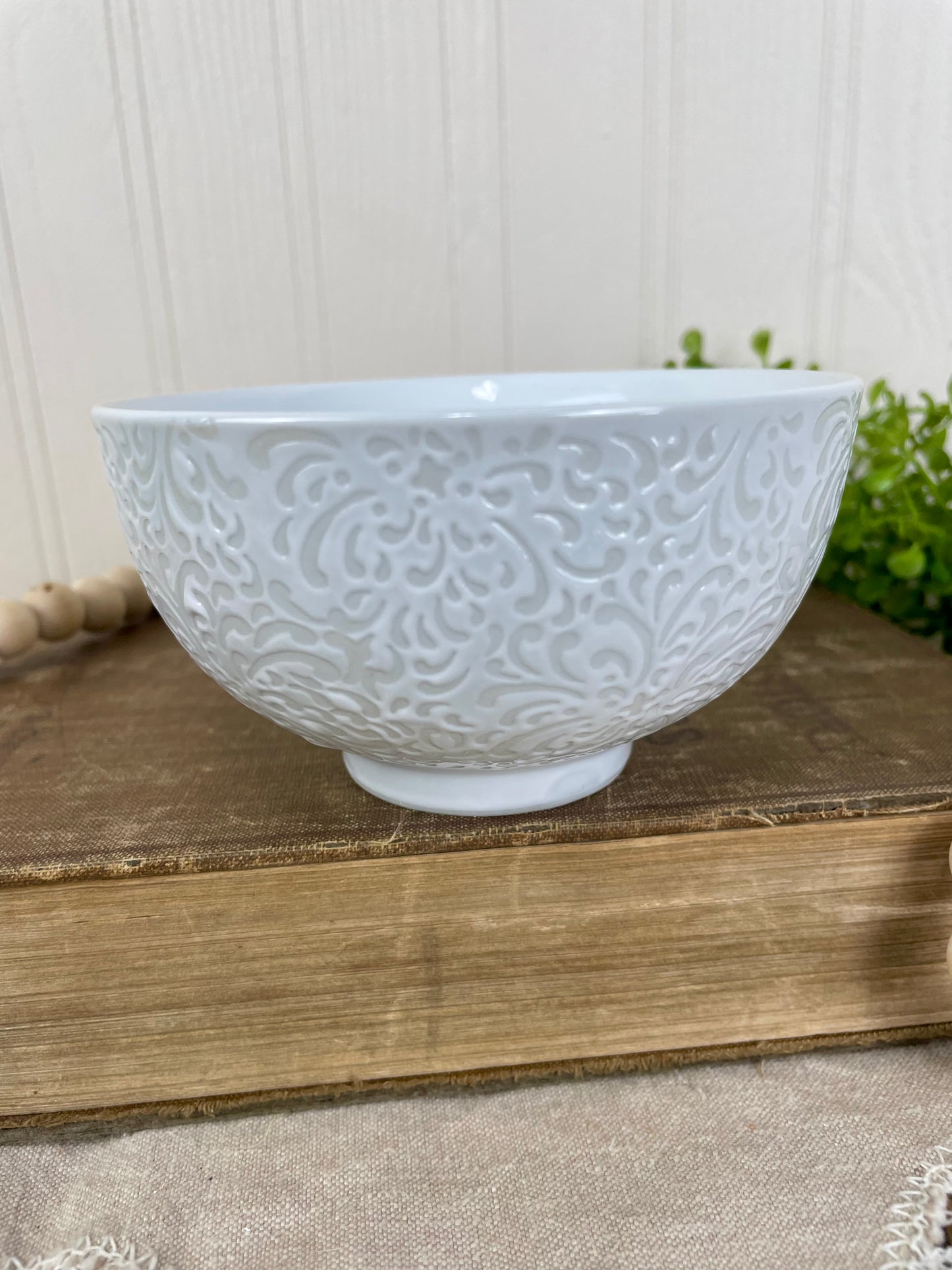 White Ceramic Boho Trinket Bowl