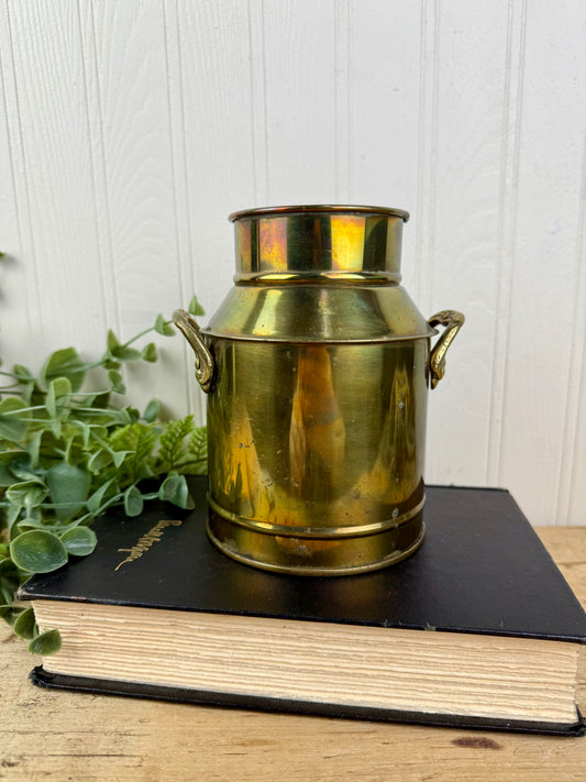 Vintage Brass Milk Can Vase
