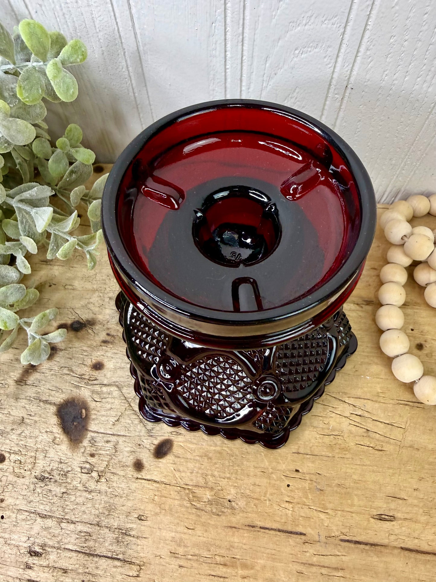 Vintage Avon Cape Cod Ruby Red Glass Hurricane Lamp Base