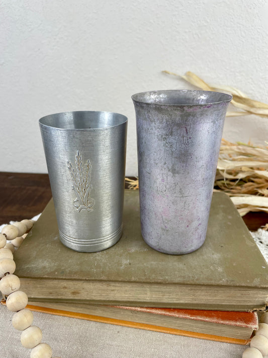 Vintage Aluminum Cup Set of 2