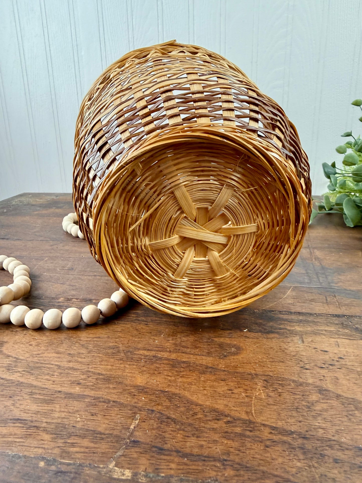 Vintage 2-Toned Wicker Planter Basket