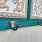 Upcycled Teal Painted Shelf with Hooks