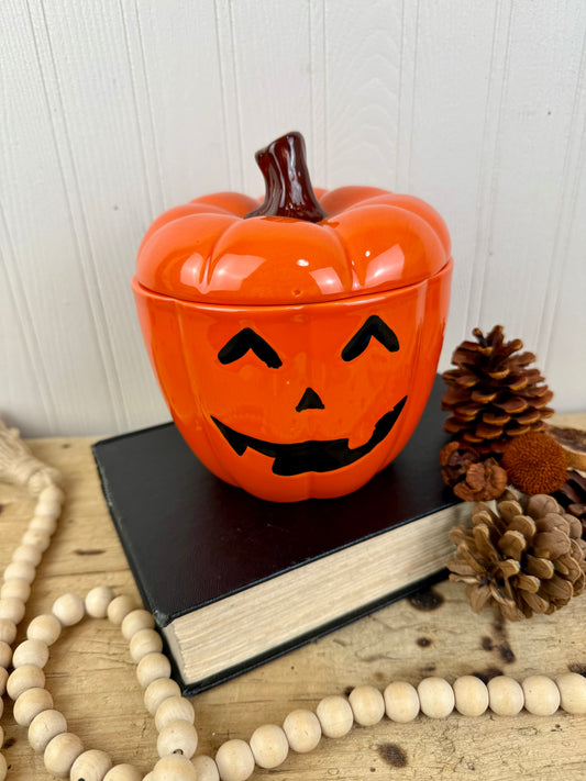 Retro Ceramic Jack-O-Lantern Canister