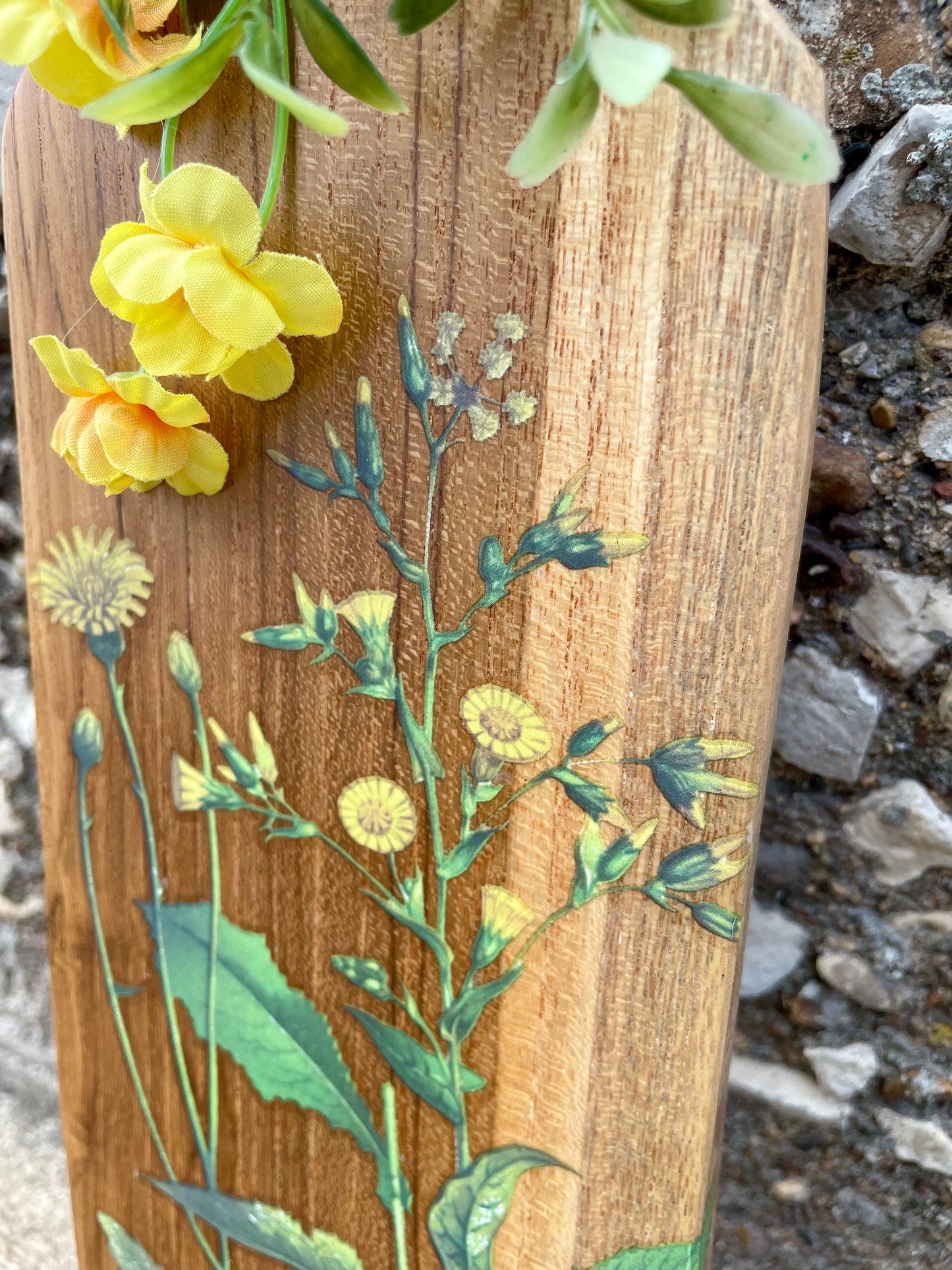 Upcycled Decor Board with Yellow Floral Details