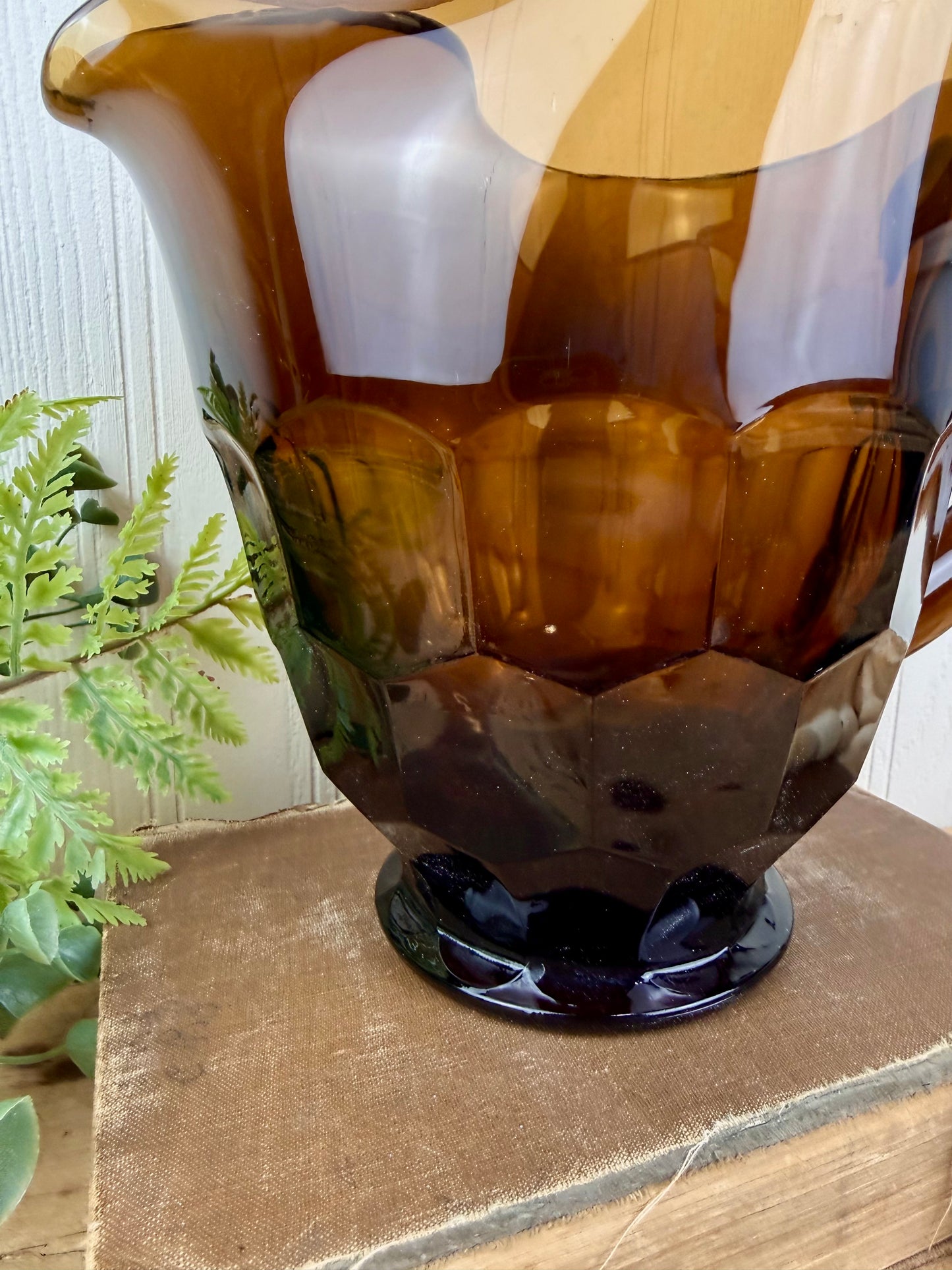 Vintage Viking Glass Company Georgian Nutmeg Brown Pitcher