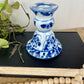 Vintage Blue & White Ceramic Candle Holder