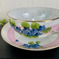 Vintage Hand Painted Blue Floral & Pink Striped Nippon Teacup & Saucer Set