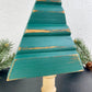 Upcycled Small Vintage Trim Forest Green Christmas Tree with White Poinsettia