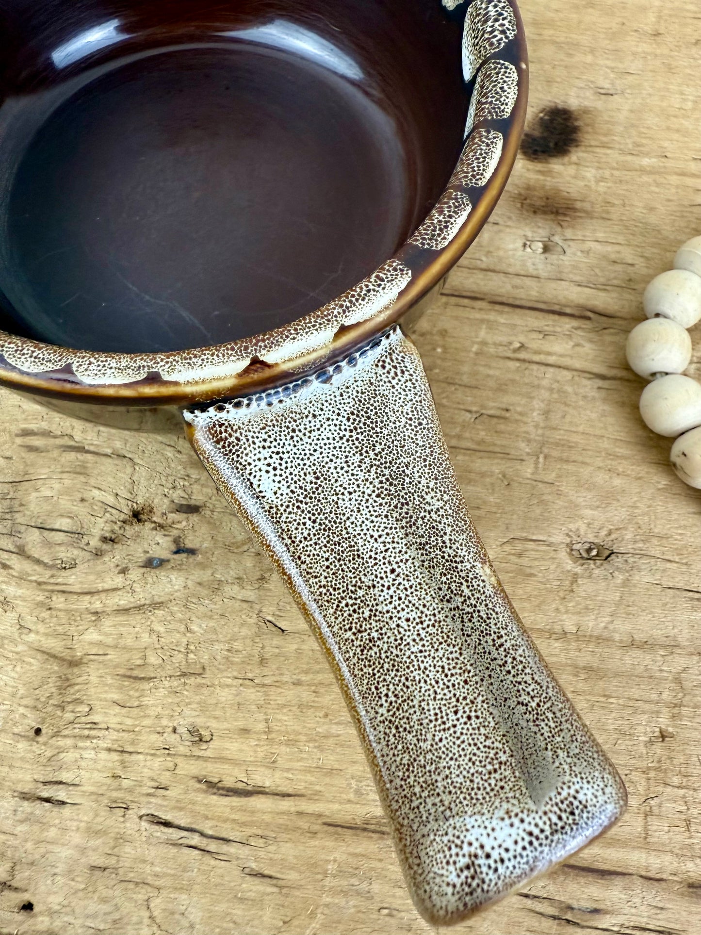 Vintage Stoneware Soup Bowl with Handle