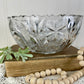 Vintage Cut Glass Serving Bowl with Etched Flowers