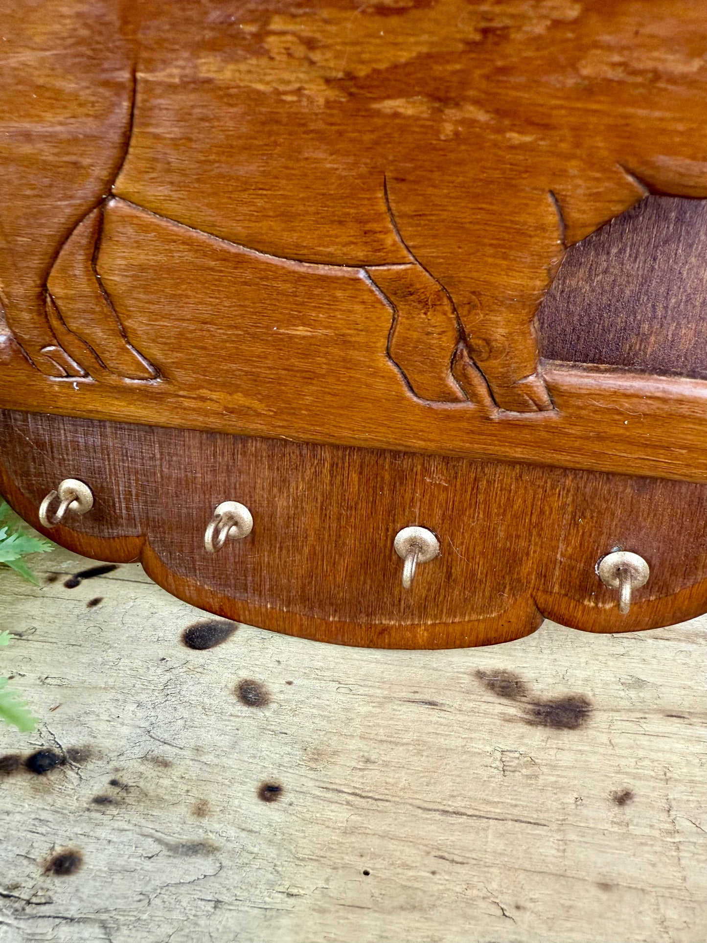 Vintage Farmhouse Wooden Pig Letter Organizer