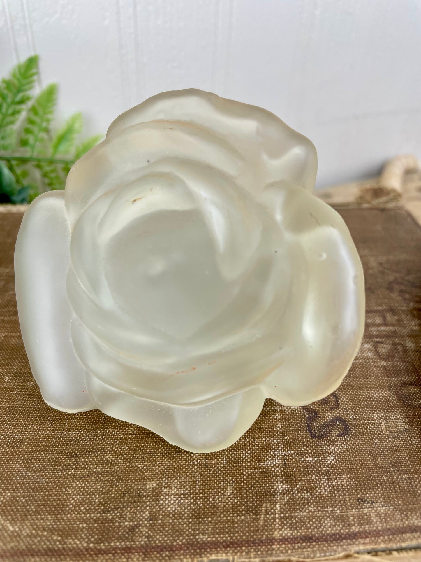 Vintage Frosted Glass Rose Perfume Bottle