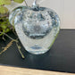 Vintage Clear Bubbled Art Glass Apple Paperweight