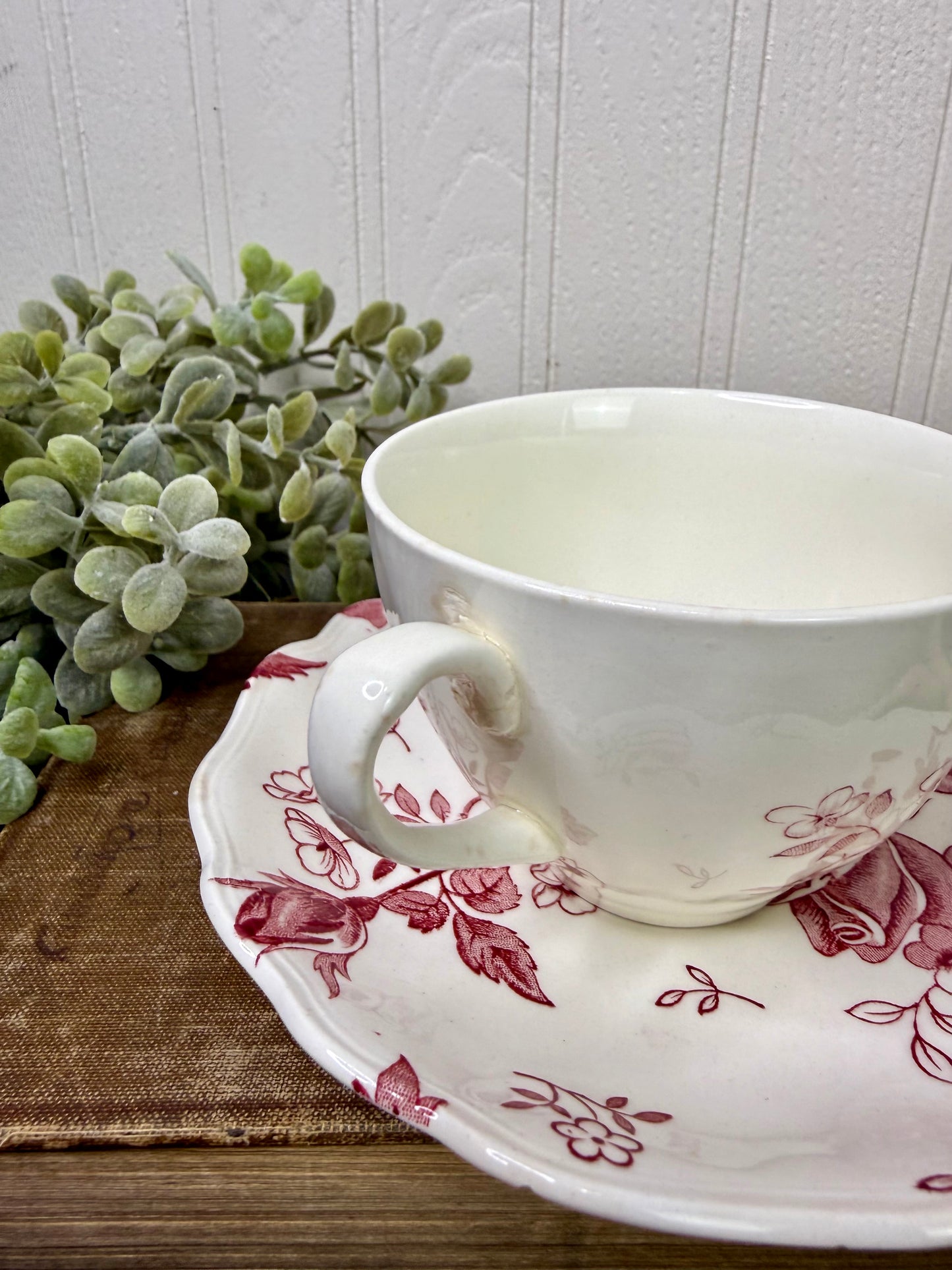Antique J&G Meakin Tudor Roses Teacup and Saucer Set