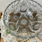 Vintage Cut Glass Serving Bowl with Etched Flowers