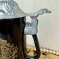 Vintage Black Glass Beer Stein with Pewter Lid