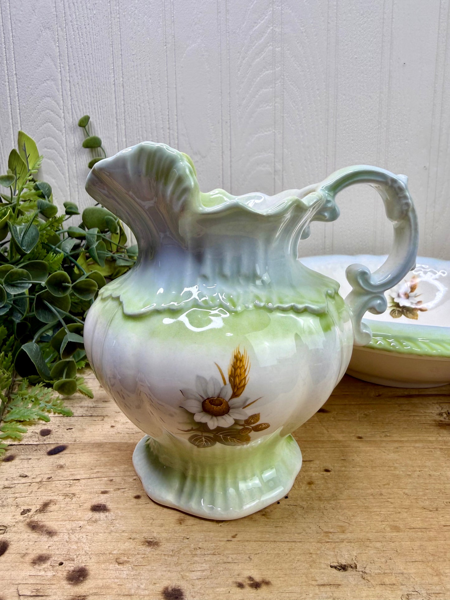 Vintage Handmade Ceramic Small Pitcher & Bowl Set