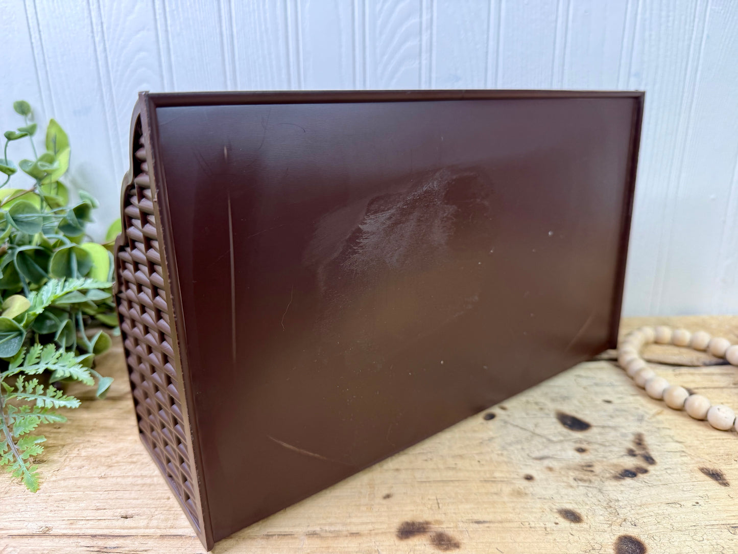 Vintage 1970’s Action Industries Faux Wicker Letter Organizer