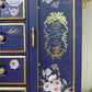 Upcycled Navy & Gold Jewelry Box with Pink Florals