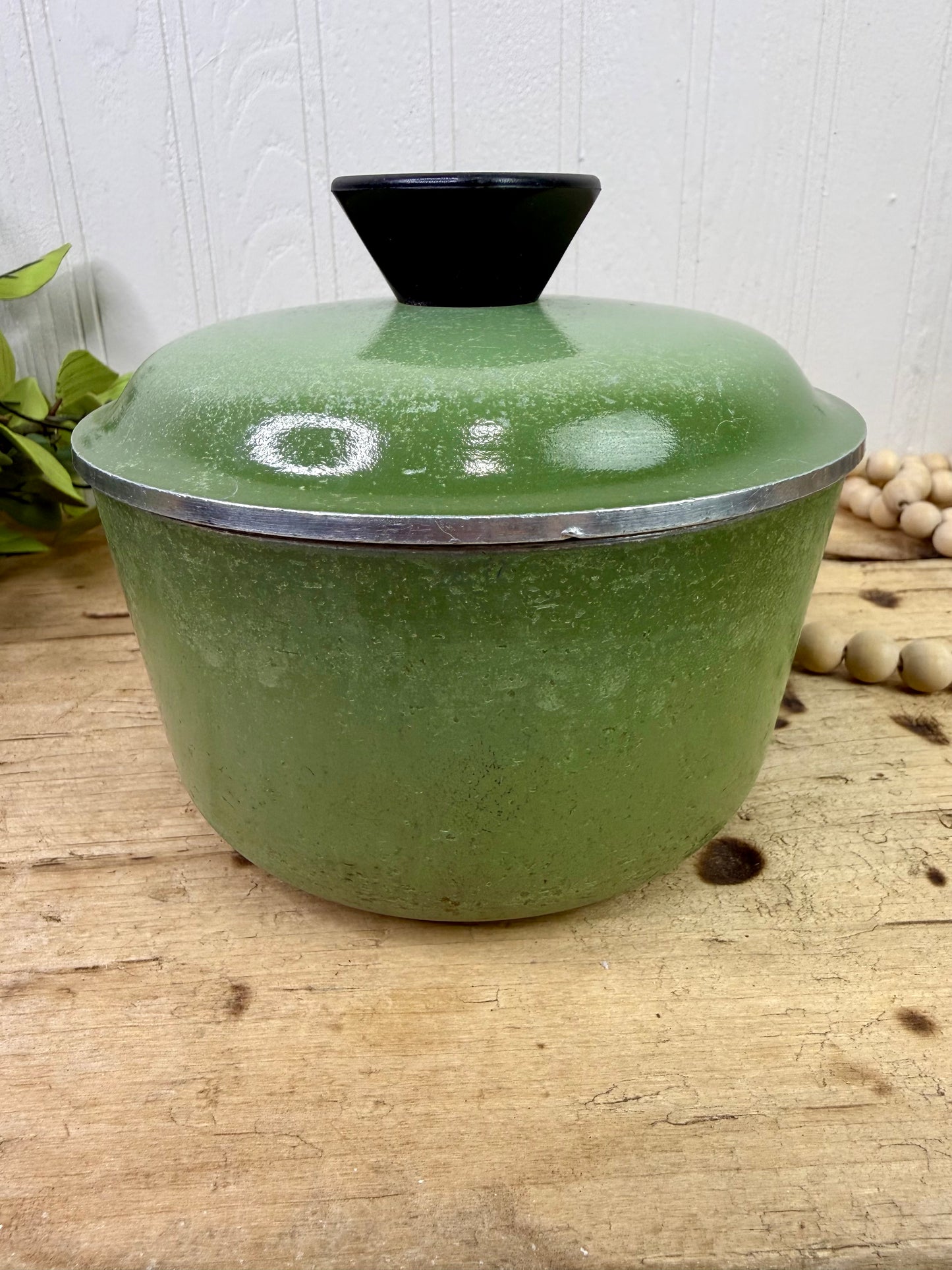Vintage Mid-Century Club Aluminum Avocado Green Saucepan
