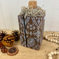Handmade Reclaimed Wood Block Pumpkin with Stamped Tribal Details