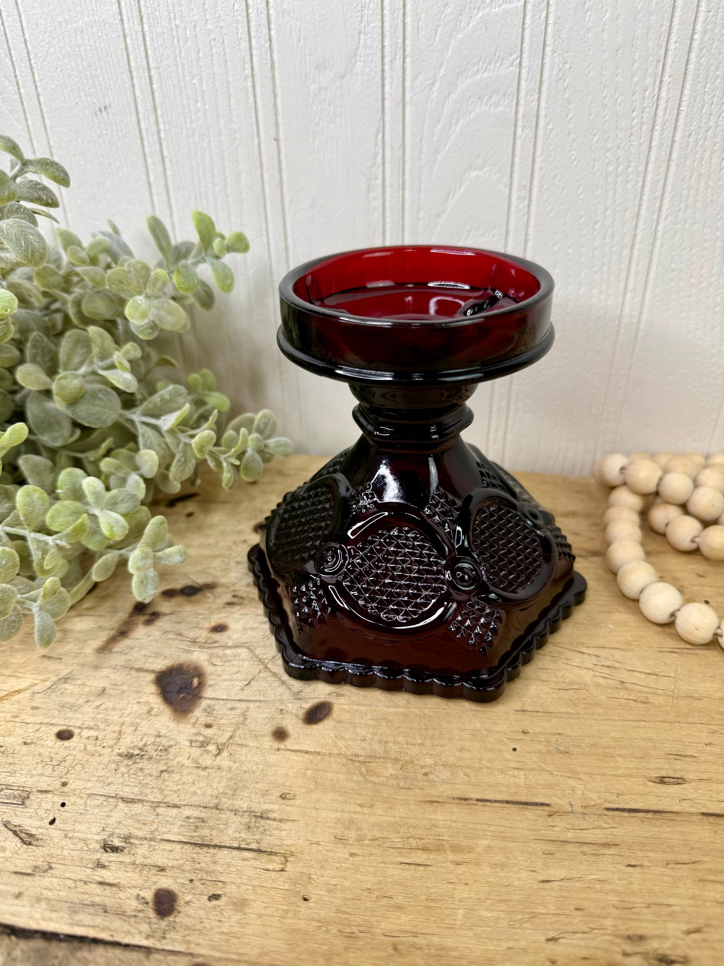 Vintage Avon Cape Cod Ruby Red Glass Hurricane Lamp Base