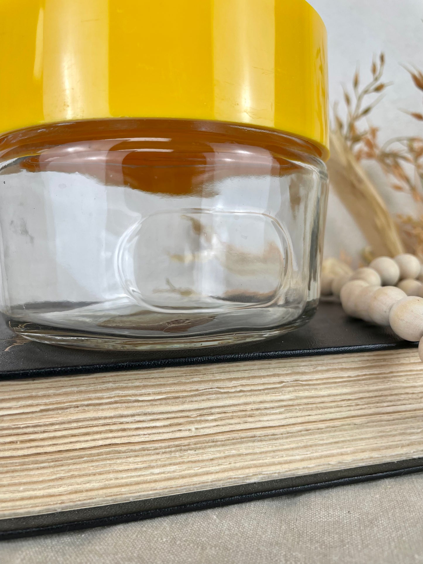 Vintage Glass Canister with Yellow Lid