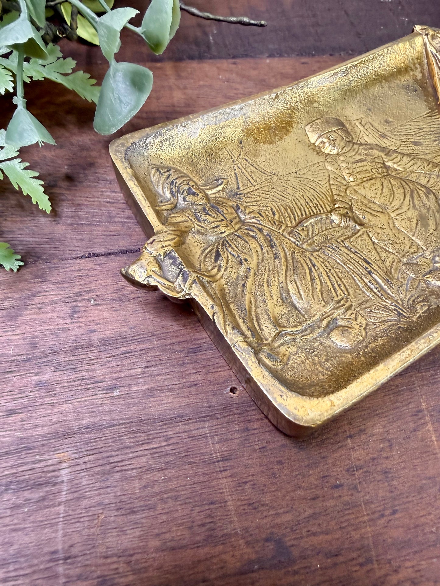 Vintage 1945 Solid Brass Belgian Trinket Tray