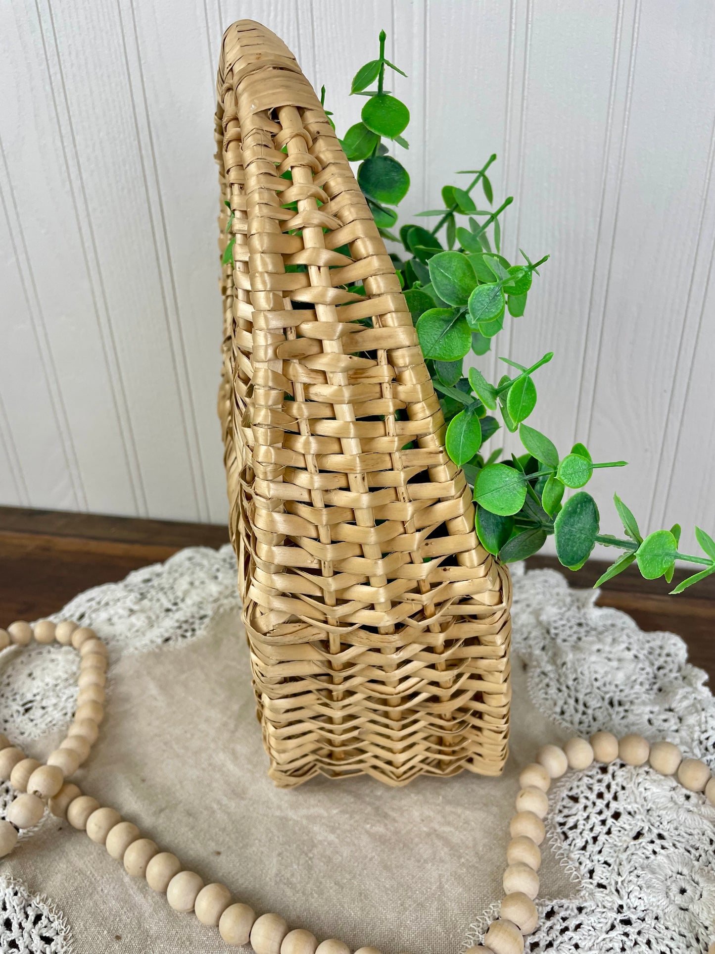 Vintage Hanging Wall Basket with Greenery