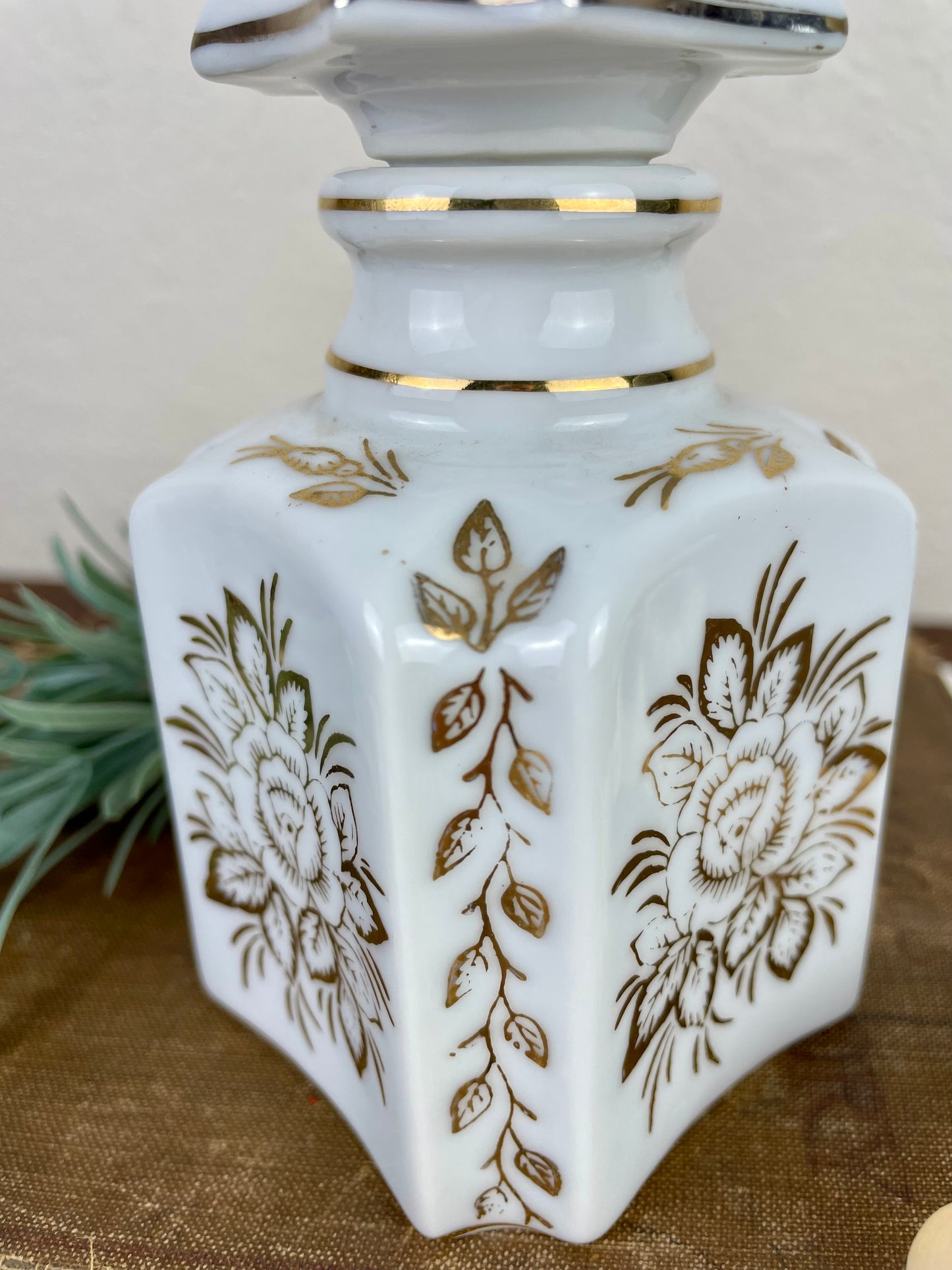 Vintage Porcelain Apothecary Bottle with Lid