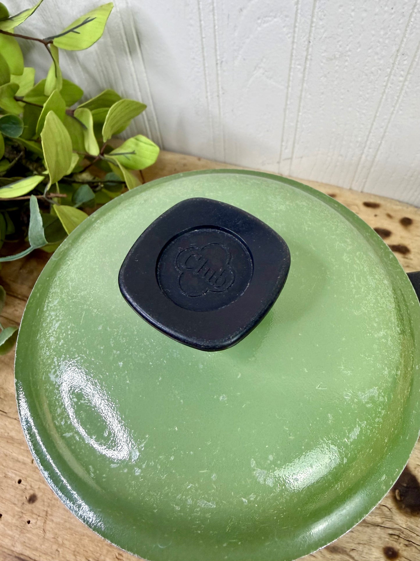 Vintage Mid-Century Club Aluminum Avocado Green Saucepan