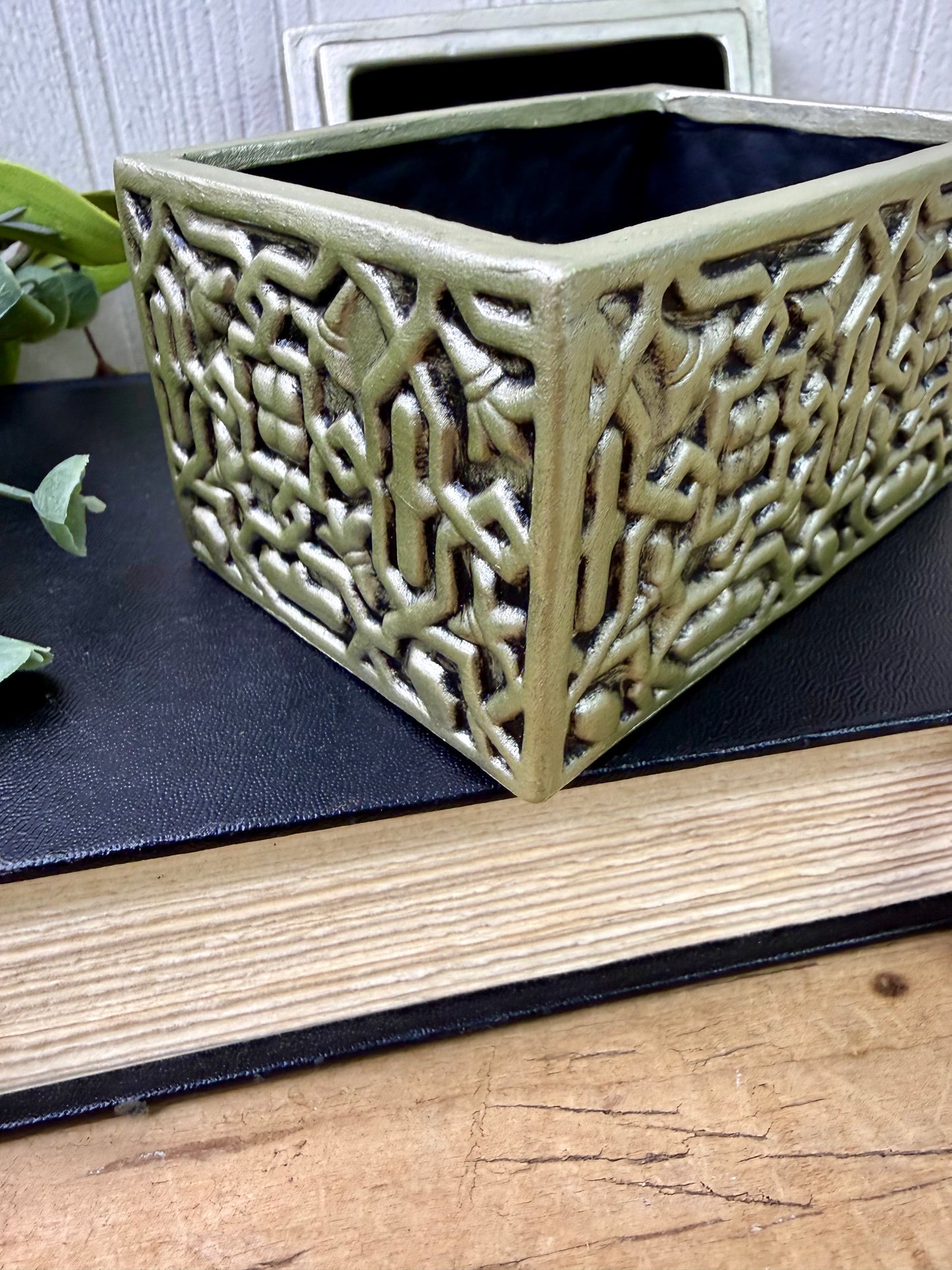 Upcycled Metallic Painted Ceramic Trinket Box