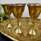 Vintage Mini Brass Barware Set with Goblets & Tray