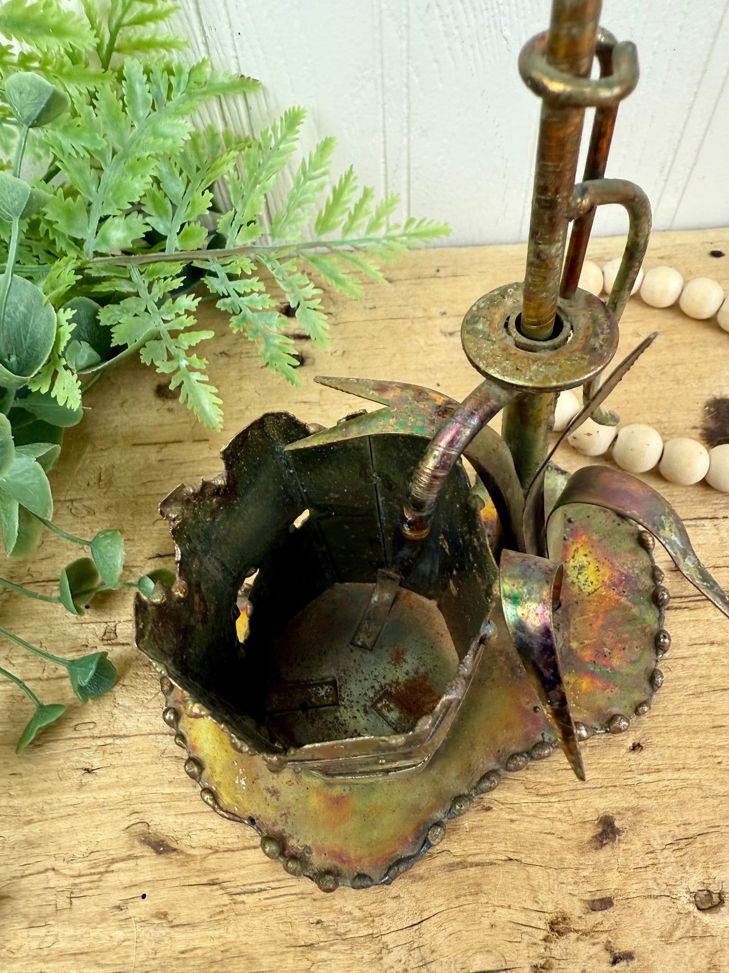 Vintage Mid-Century Enesco Imports Brass Water Pump Figurine