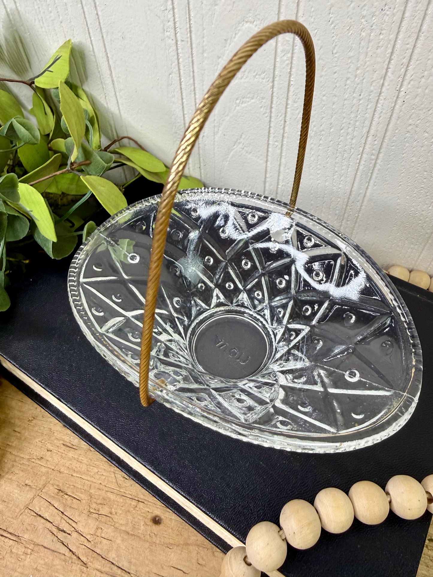 Vintage Avon Pressed Glass Trinket Basket