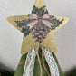 Upcycled Vintage Trim Olive Green Large Christmas Tree with Metallic Star