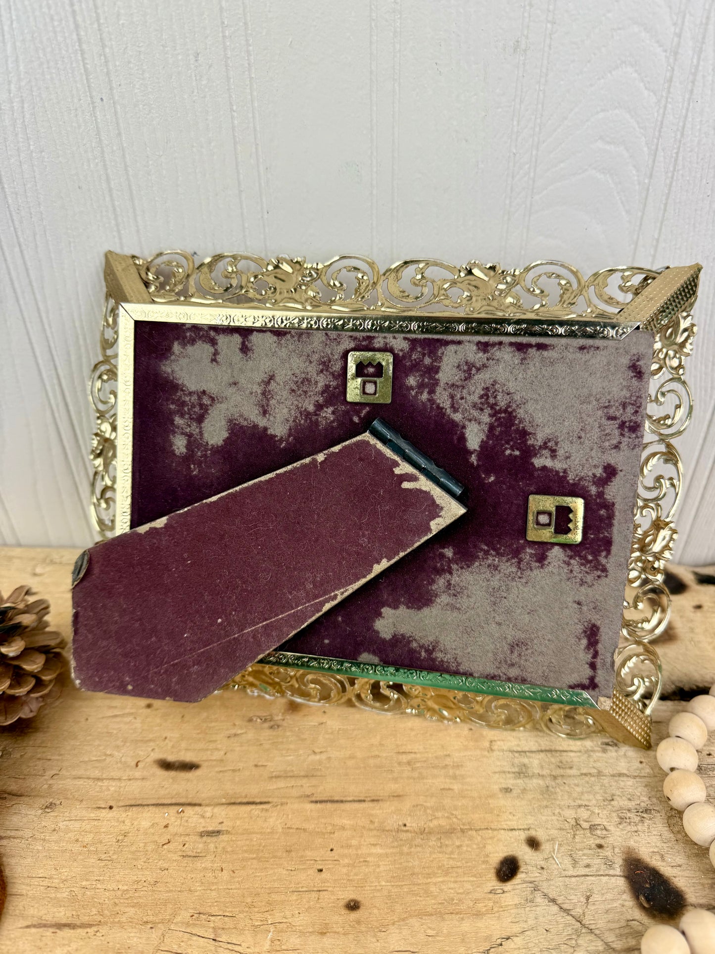 Vintage Brass Frame with Pumpkin Art