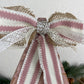 Upcycled Vintage Trim Pink Large Christmas Tree with Handmade Bow
