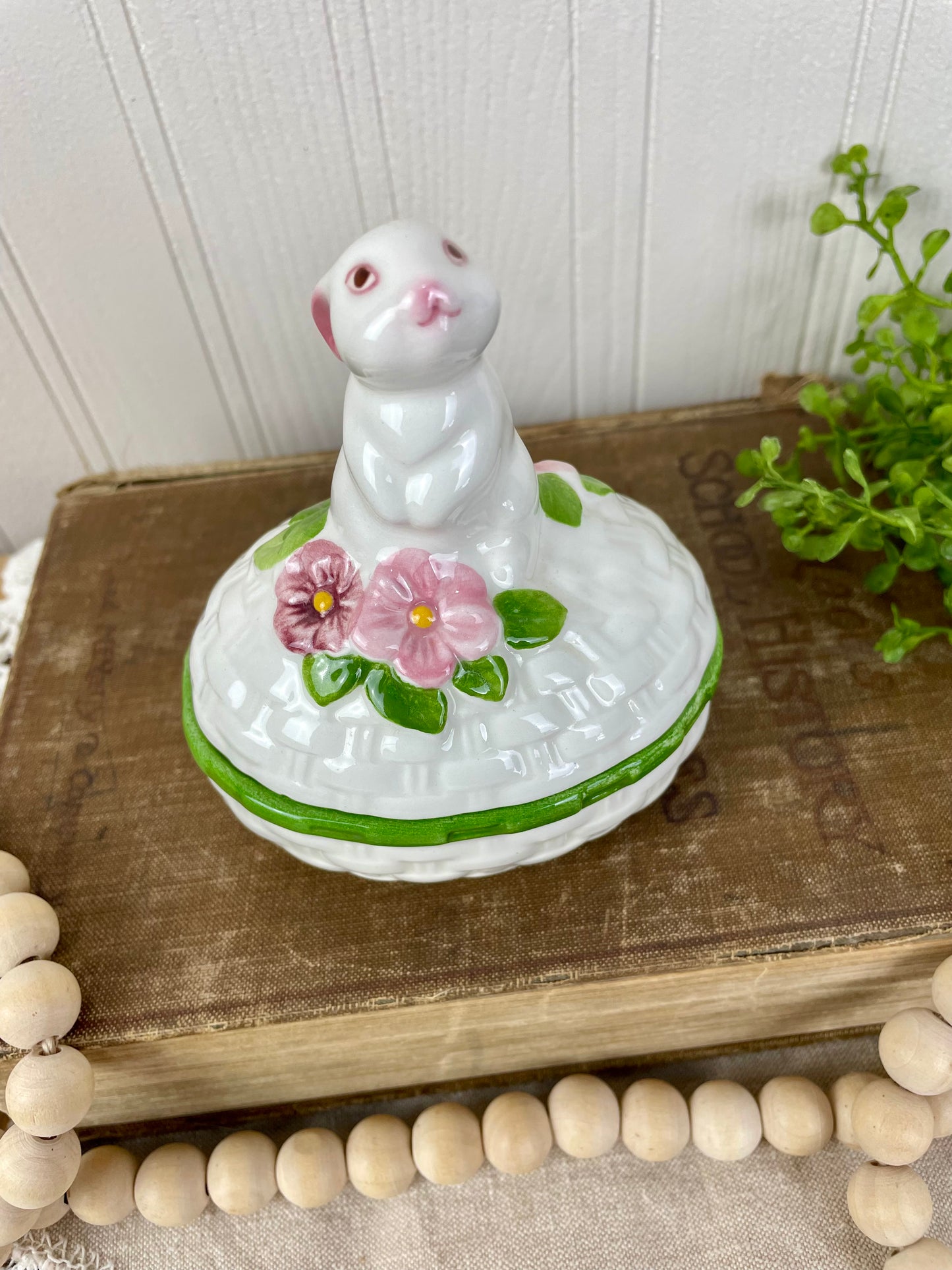 Vintage Avon Bunny Ceramic Trinket Box