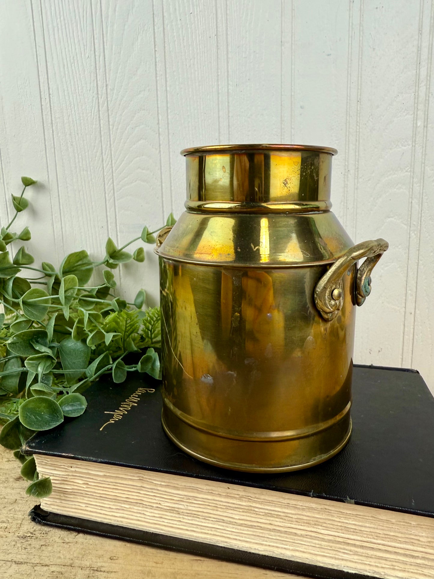 Vintage Brass Milk Can Vase