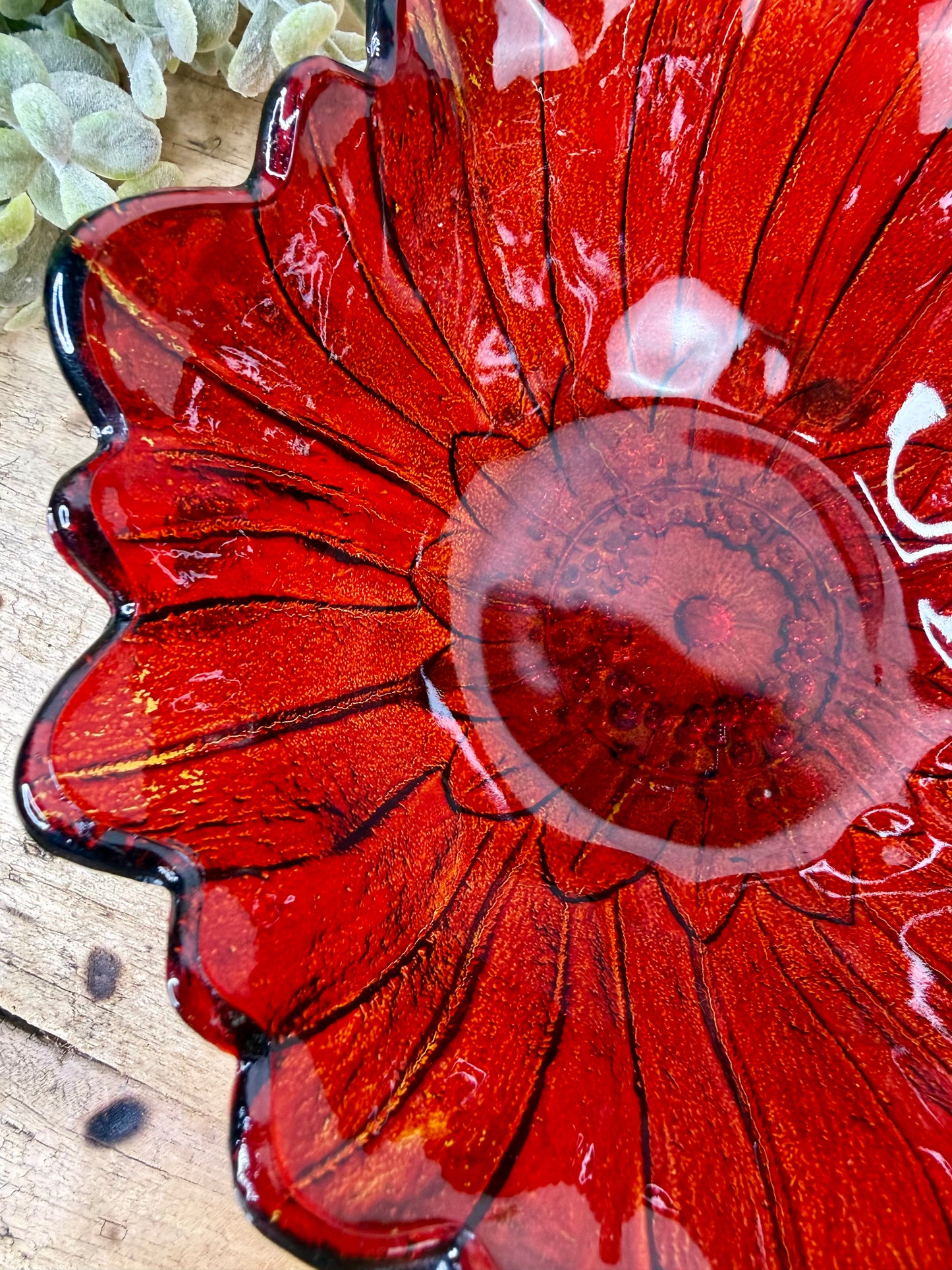 Vintage Indiana Glass Sunflower Pattern Red Bowl