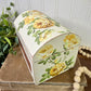 Upcycled Beige Rustic Trinket Box with Yellow Roses