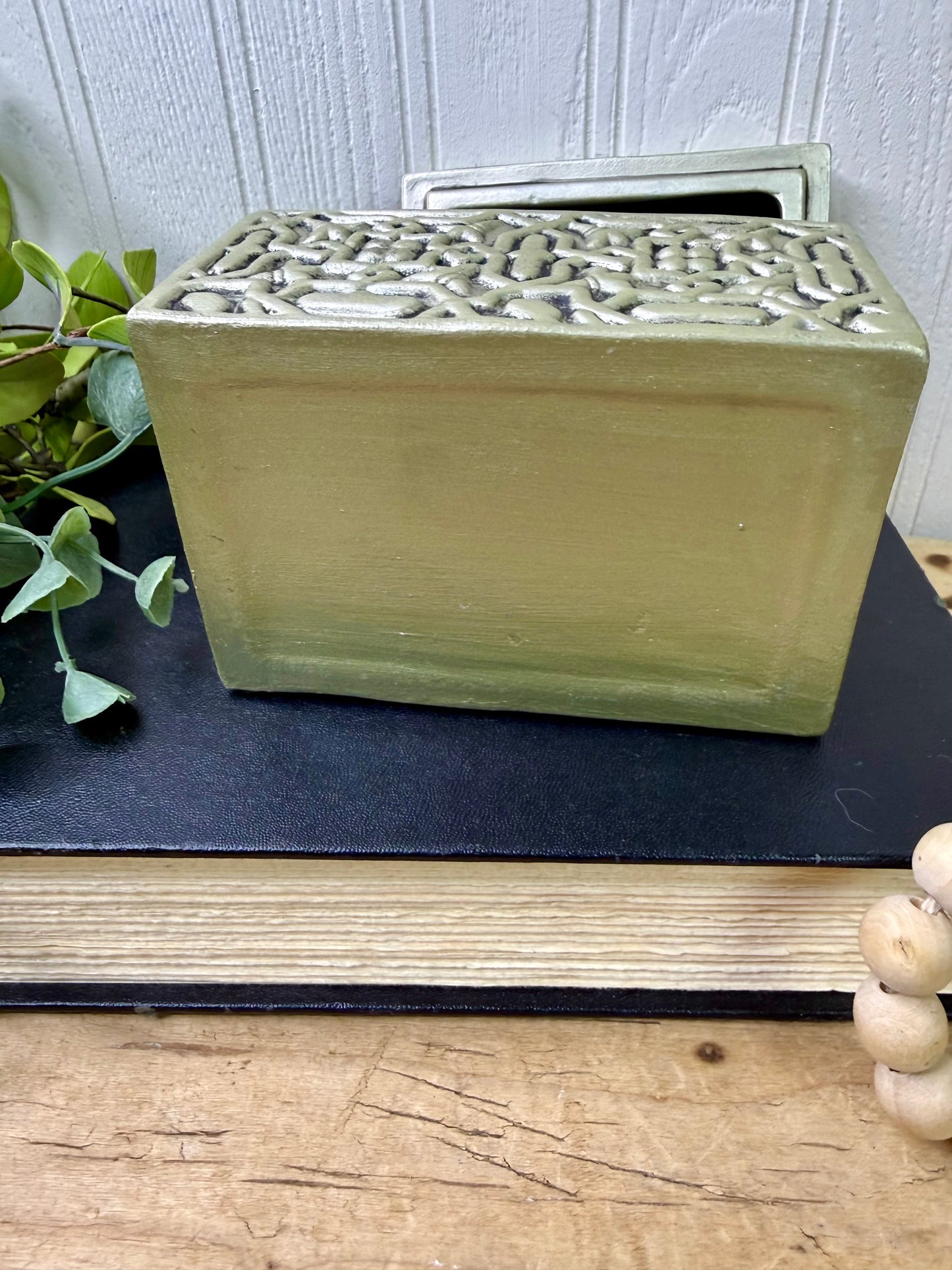 Upcycled Metallic Painted Ceramic Trinket Box