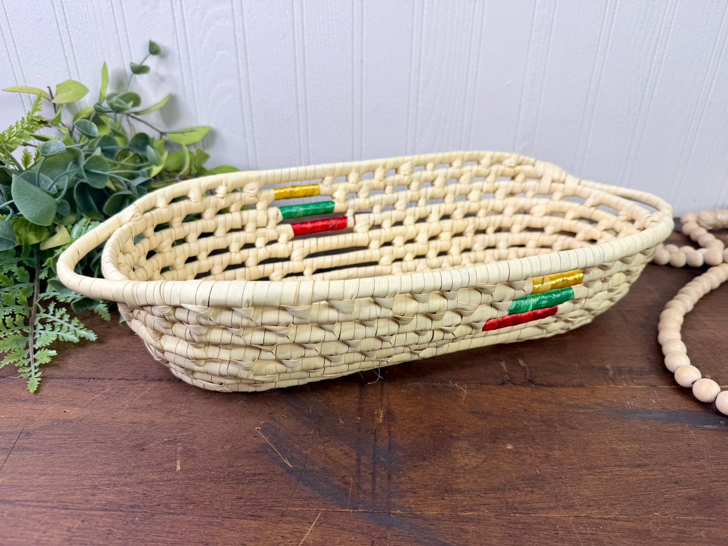Vintage Woven Straw Catchall Basket