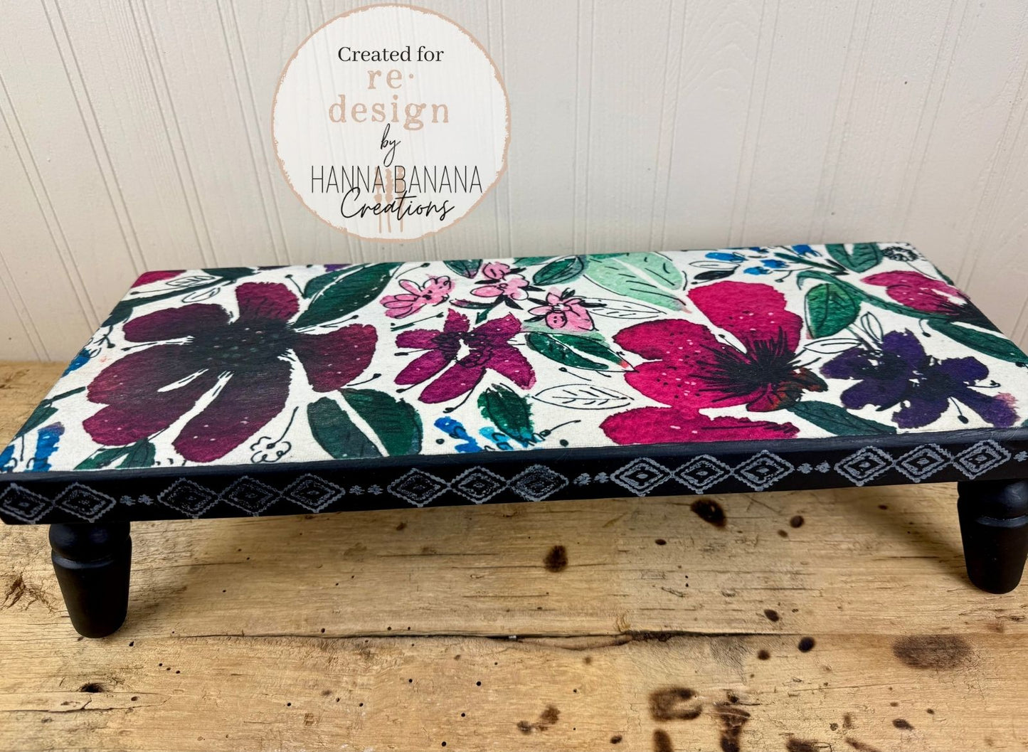 Handmade Upcycled Riser with Floral Decoupage Paper