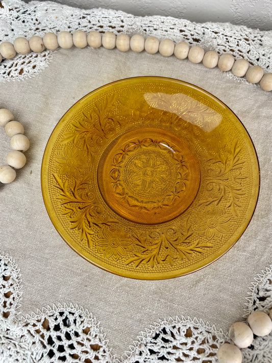 Vintage Indiana Glass Co. Tiara Amber Glass Saucer Plate