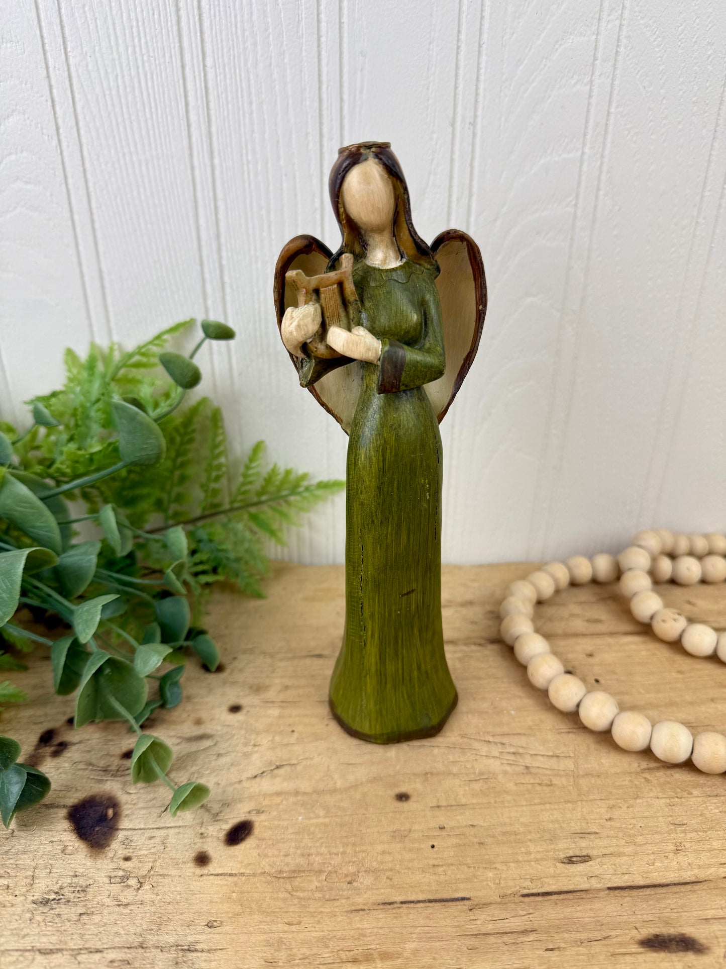 Vintage Green Angel Figurine