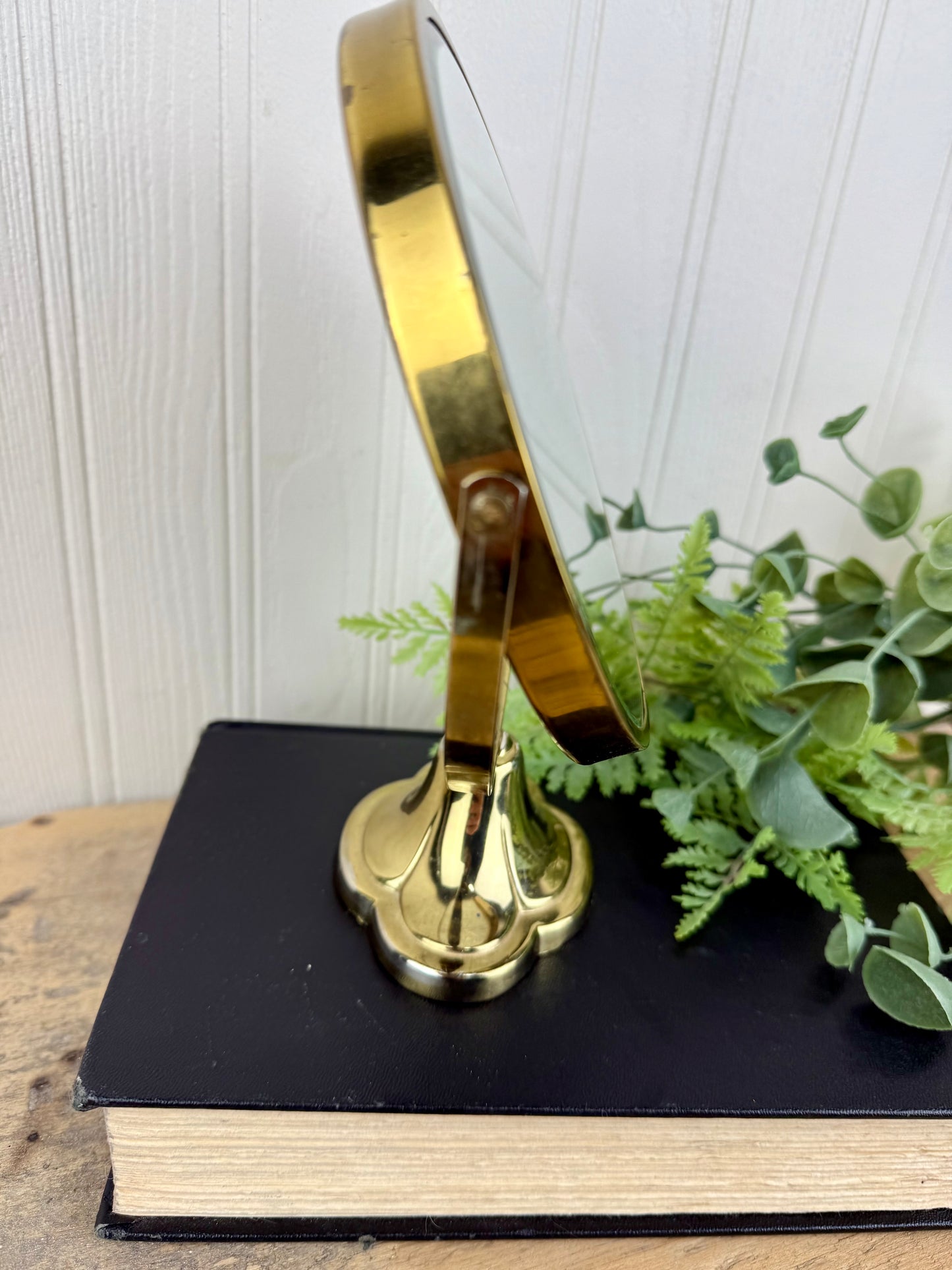 Vintage Double Sided Brass Tabletop Mirror