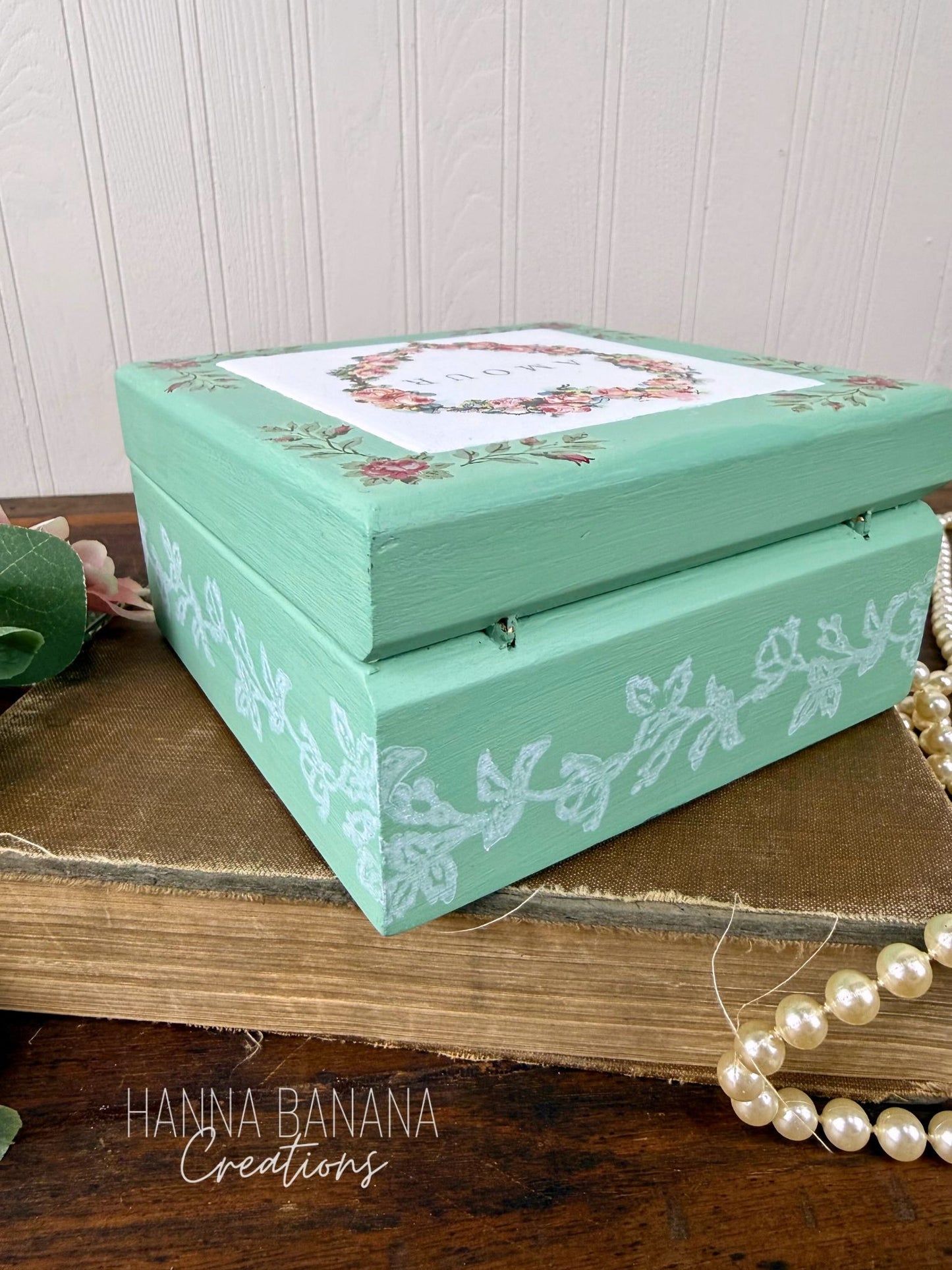 Upcycled Painted Mint Trinket Box