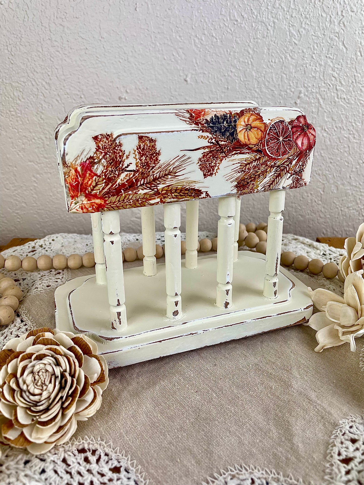 Upcycled Wooden Fall Themed Napkin Holder